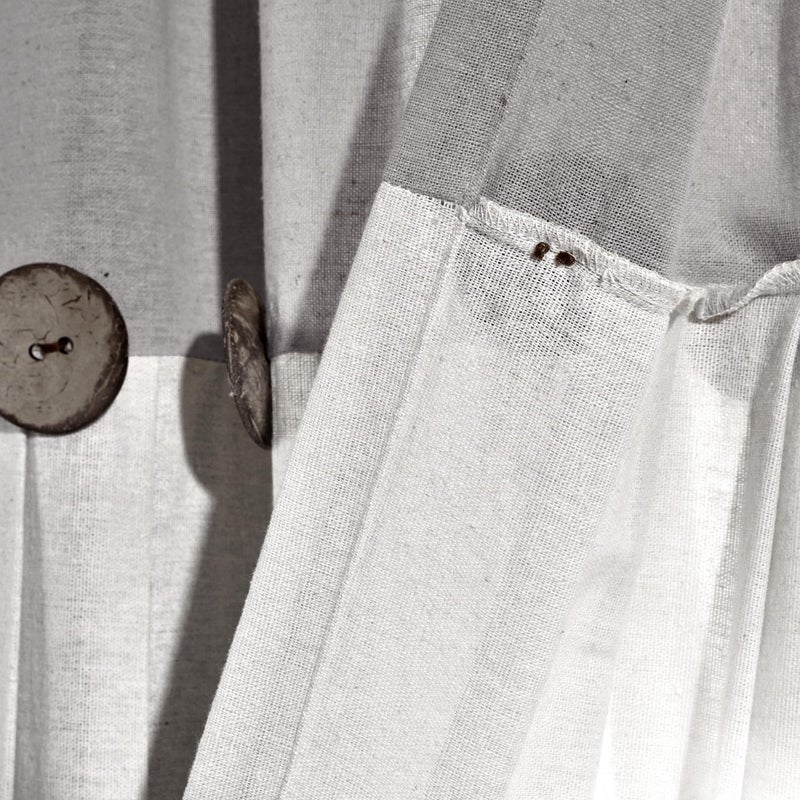 Lush Decor Linen Button Shower Curtain, 72" W x 72" L, Gray & Off White - Gray Shower Curtain Fabric - Bathroom Curtain - Farmhouse Bathroom Decor - Image 5